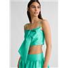 Liujo CA5029 TOP DONNA LIU JO CON FIOCCO VERDE SMERALDO CANOTTA ELEGANTE T SHIRT WOMAN