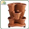 Bama VASO SET TRIFOGLIO COCCIO Ø 40 X 51H CM COLORE TERRACOTTA CON ROTELLE MOVIBILE