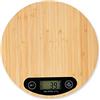 Relaxdays Bilancia da Cucina Digitale in bambù, Display LCD Funzione Tara, Pesa Alimenti, Fino a 5 kg, Ø 20 cm, Naturale