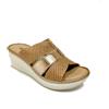 Riposella Ciabatta Donna in Pelle Intrecciata Ilenia, Con Zeppa - CUO (Cuoio/Oro