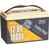 Power Queen 12,8V 100Ah Batteria LiFePO4 con Protezione a Bassa Temperatura per Cercapesci