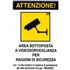 Cartello Targa Area Videosorvegliata 20x30,Targhetta Alluminio Videosorveglianza