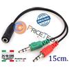 Cavo SDOPPIATORE CUFFIA MICROFONO ADATTATORE JACK AUDIO 3.5MM SMARTPHONE