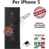 BATTERIA COMPATIBILE PER APPLE IPHONE 5 con CAPACITA' ORIGINALE 1440 mAh
