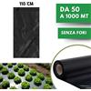 DI GIULIO irrigazione Telo per PACCIAMATURA Polietilene Nero senza Fori Larg. 110 cm Antierbacce