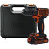 Black+Decker KIT VALIGETTA TRAPANO AVVITATORE A BATTERIA BLACK+DECKER "BDCDC18K-QW" 18V 1,5AH