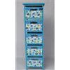 Cassettiera In Legno Con 5 Cassetti Vimini Con Fiori Blu,Mobile,Settimino 411434