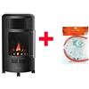 Qlima Stufa A Gas Da Interno 3,4KW Effetto Camino GH8034 Nero Con Regolatore Gas