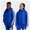 ADIDAS GIUBBOTTO PIUMINO CON CAPPUCCIO BAMBINO/A 3 STRISCE 100 GRAMMI BLU IV9512