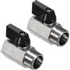 uxcell 1/2 NPT Ottone Mini Sfera Valvola,2pz NPT Femmina Maschio Valvola,Nero