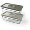 AEG AVFB1 - Set di contenitori sottovuoto (2 contenitori, 1,6 e 1,0 litri, conservazione di alimenti e sostanze nutritive, funzione data, lavabile in lavastoviglie, freezer, senza BPA, sostenibile