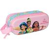 safta Principesse Disney 3D - Astuccio doppio 3D, astuccio per bambini, ideale per bambini in età scolastica, comodo e versatile, qualità e resistenza, 21 x 6 x 8 cm, Rosa chiaro/Celeste, M, Casual