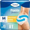 TENA Pants Normal Medium (M) - Slip Assorbenti, Elasticizzati e Monouso, per Perdite Urinarie, Mutandine per lei e per lui, Unisex, Discreti e Confortevoli, 1 Confezione da 8 Pezzi