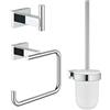 GROHE Set Accessori Bagno 3-In-1 Essentials Cube New, Cromo, Rettangolare, 40757001