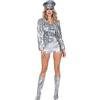 WILBERS & WILBERS - Giacca metallizzata da donna | Motivo coccodrillo, giacca lucida in ecopelle, per festival, feste a tema