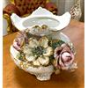 Capodimonte Vaso in porcellana Italiana Capodimonte oro fiori floreale soprammobile nuovo