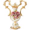 Capodimonte Vaso anfora in porcellana Italiana Capodimonte con foglia oro rose Swarovski new