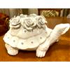 Capodimonte Statuina in porcellana bianca con fiori Capodimonte statuetta animali Tartaruga