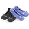 Isotoner Confezione da 2 pantofole da donna in mictroterry con fiocco in raso, Pervinca trapuntata, tinta unita di frassino, 36.5/37.5 EU