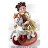Sibania Statua in Porcellana Capodimonte figurina Bambina su cavallino dondolo nuova