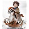 Sibania Statuina in Porcellana Statuine Capodimonte Statuetta Bambino Cavallo a Dondolo