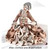 Sibania Statua Dama Veneziana del'700 con Abito rosa panna in Porcellana Capodimonte
