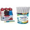 Giotto 533200 6 Flaconi 500 ml Paint & Turbo Maxi 521400 Pennarelli, Punta Larga, 5mm, Confezione da 48