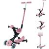 Globber - GO-UP DELUXE LIGHTS ECO 360 - monopattino evolutivo a 3 ruote con seduta girevole a 360°, poggiapiedi, luci LED e materiali sostenibili, per bambini da 15 mesi a 6 anni - rosa bacca