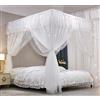 VETHIN Tenda a baldacchino a baldacchino con 4 angoli a baldacchino, a doppio strato, accogliente, con 4 aperture, zanzariera per ragazze e adulti, decorazione per camera da letto (bianco/bianco,