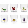 Ichendorf Set 6 Bicchieri da Acqua in vetro Decorato Animali Animal Farm