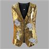 Gilet Giacca Suit Blazer Slim Reversibile Due Toni In Paillettes