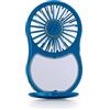 Muitomas, Mini Ventilatore Portatile Ricaricabile, 3 Velocità, Ingresso USB-C, con Specchio Integrato e Luce, Colore Blu Ottanio