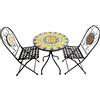 BUYBUY Kit 2 Sedie e Tavolo Rotondo in Ferro Battuto Mosaiko MOKIT026
