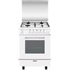 Glem Gas A654VX Cucina a Gas 4 Fornelli con Forno Elettrico 54L Bianco 60x50x90c