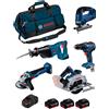 BOSCH Kit 0615990N39 (GSR 18V-55 + GWS 18V-10 + GKS 18V-57-2 + GSA 18V-LI + GST