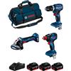 BOSCH Kit 0615990N31 (GSB 18V-45 + GDX 18V-200 + GWS 18V-7 + 2 x 5,0 Ah + GAL18V