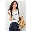 Top Beige Ricamato Con Cane E Scritta Harmony In Maglia Estiva Lavorata CF43960