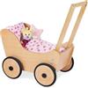 Pinolino - Passeggino per bambola Sarah, in legno, con sistema di frenatura, girello con ruote in legno gommato, per bambini da 1 a 6 anni, naturale