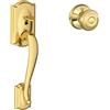 SCHLAGE Camelot - Maniglia per ingresso frontale georgiano, in ottone brillante, FE285 CAM 505 GEO 605 Lock Company