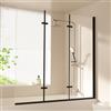 EMKE Vasca da bagno per doccia, 130 x 140 cm, colore nero, 3 pezzi, pieghevole, per vasca da bagno, parete pieghevole da 6 mm, in vetro di sicurezza