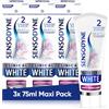 Sensodyne Clinical White Antimacchia, dentifricio sbiancante Sensodyne, aroma di menta, protezione contro la sensibilità, confezione da 3 x 75 ml