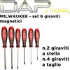 MILWAUKEE - Set giraviti magnetici nr. 4 a stella + nr. 2 a taglio + spedizione