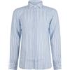 Lavorazione Sartoriale - Camicia bianca a righe celesti in lino slim fit per uom