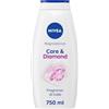 NIVEA Bagnodoccia Care & Diamond 750 ml, Bagnoschiuma in crema detergente e idratante, Crema docciaschiuma arricchita con Vitamine C, E e Oli Nutrienti dal profumo floreale di Calla