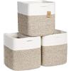 NaturalCozy Cube - Cestini portaoggetti, Cubi Plastica, Cestino Quadrato 28 cm (bianco sporco e marrone misto)