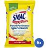 Smac 6x Smac Express Panni Per Pavimenti Igienizzanti 12 Pezzi Fragranza Al Limone