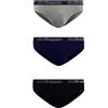 Kappa Set 3 Pezzi Slip Uomo Kappa Mutande Cotone Elasticizzato Intimo Nero Grigio Blu