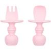 Bumkins Bumkin silicone masticare, forchetta per bambini e set di cucchiai, utensili per l'allenamento, fase di svezzamento guidata dal bambino 1 per 6 mesi +, rosa - 22 g