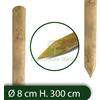 UTENSILERIA 10PZ PALI TONDI IN LEGNO CON PUNTA IMPREGNATI PER RECINZIONE Ø 8X300 CM;