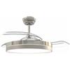Bastilipo - Estoril Nichel - Ventilatore da soffitto con luce LED - 4 paletti a scomparsa con telecomando - Audio Bluetooth - Ventilatori da soffitto con luce e 105 cm di diametro